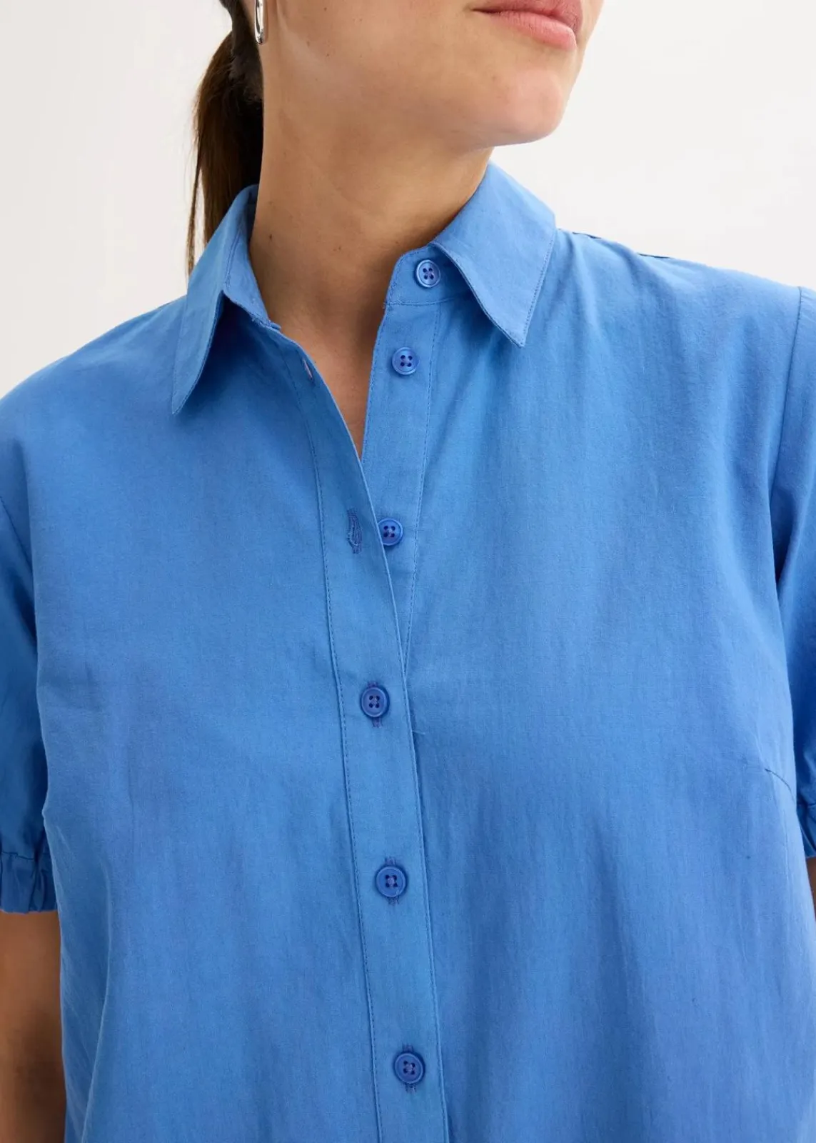 bonprix Bekleidung·Pullover & Strickjacken|Kleider^Kleid aus Baumwoll- Popeline mittelblau