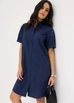 bonprix Kleider|Bekleidung·Pullover & Strickjacken^Kleid aus Baumwoll- Popeline dunkelblau
