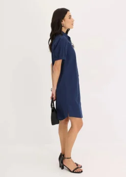 bonprix Kleider|Bekleidung·Pullover & Strickjacken^Kleid aus Baumwoll- Popeline dunkelblau