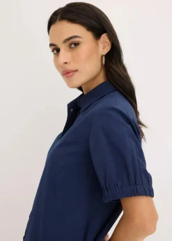 bonprix Kleider|Bekleidung·Pullover & Strickjacken^Kleid aus Baumwoll- Popeline dunkelblau