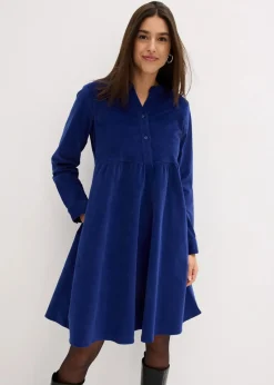 bonprix Kleider|Bekleidung·Pullover & Strickjacken^Kleid aus Baumwollcord mitternachtsblau