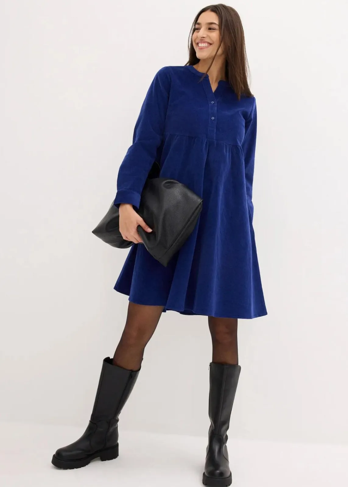 bonprix Kleider|Bekleidung·Pullover & Strickjacken^Kleid aus Baumwollcord mitternachtsblau