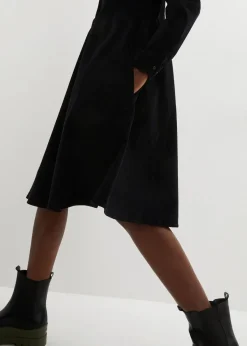bonprix Kleider|Bekleidung·Pullover & Strickjacken^Kleid aus Baumwollcord schwarz