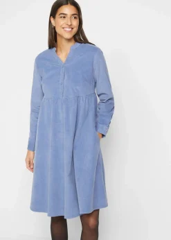 bonprix Bekleidung·Pullover & Strickjacken|Kleider^Kleid aus Baumwollcord mattblau
