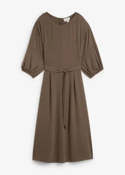 bonprix Kleider|Bekleidung·Pullover & Strickjacken^Kleid aus Crinkleware lehmbraun