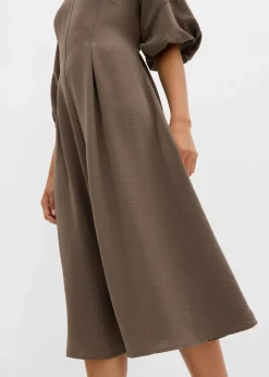 bonprix Kleider|Bekleidung·Pullover & Strickjacken^Kleid aus Crinkleware lehmbraun