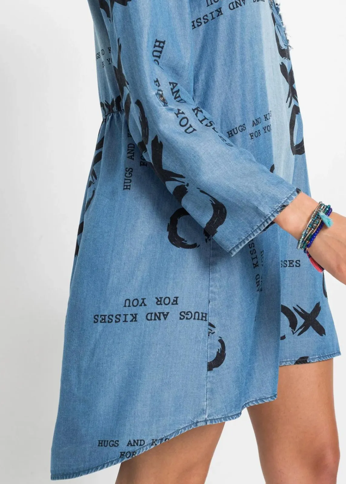 bonprix Nachhaltigere Materialien|Kleider^Kleid aus fließendem Lyocell blau denim bedruckt