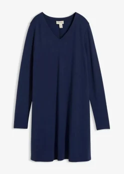 bonprix Kleider|Bekleidung·Pullover & Strickjacken^Kleid aus fließendem Viskose-Mix dunkelblau