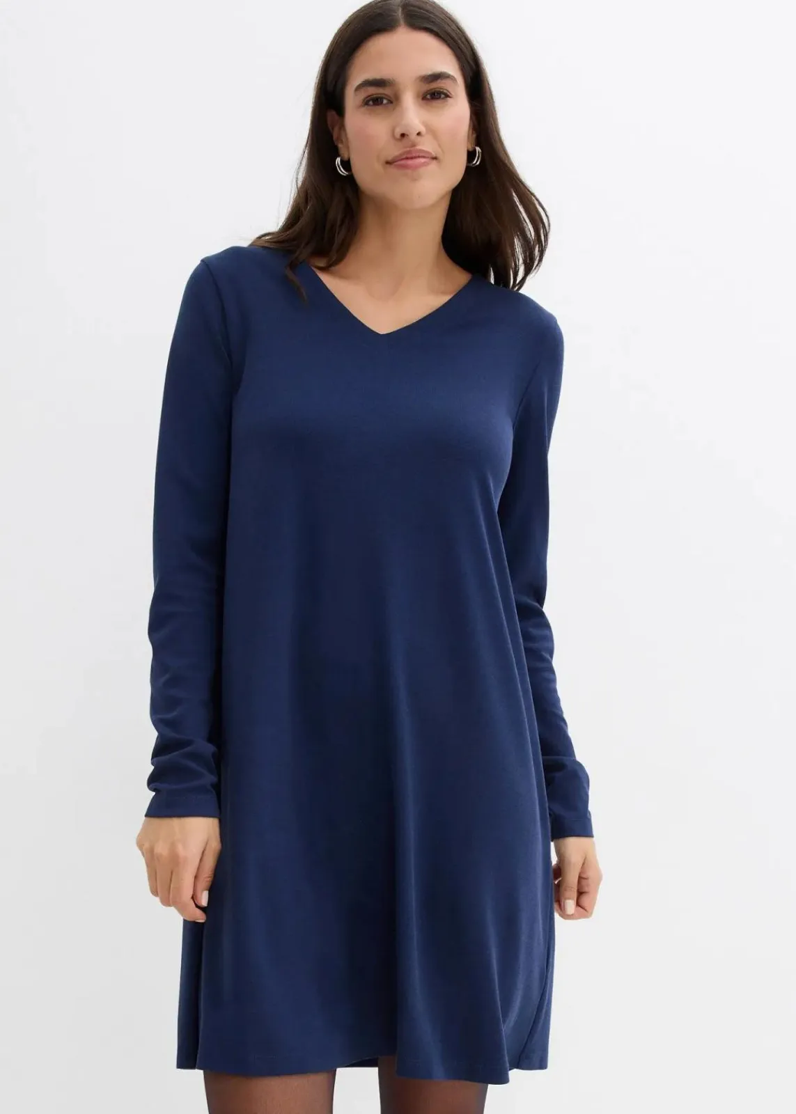 bonprix Kleider|Bekleidung·Pullover & Strickjacken^Kleid aus fließendem Viskose-Mix dunkelblau