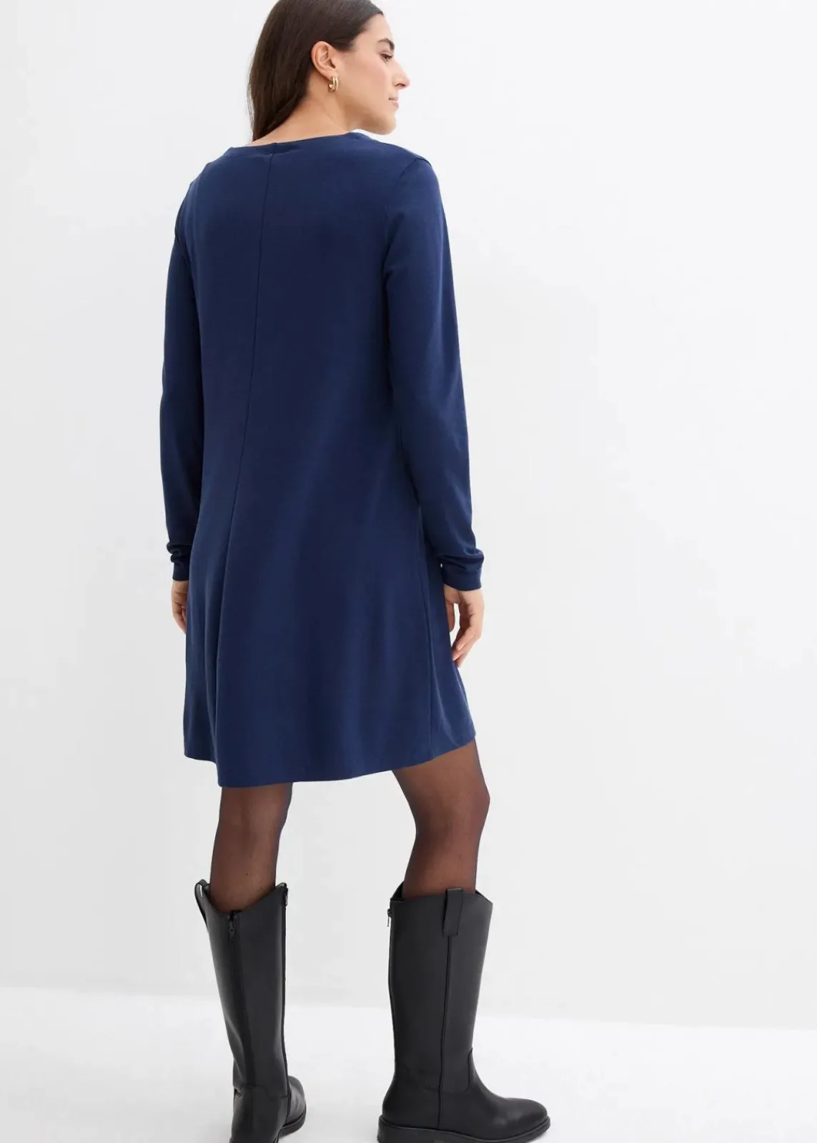 bonprix Kleider|Bekleidung·Pullover & Strickjacken^Kleid aus fließendem Viskose-Mix dunkelblau