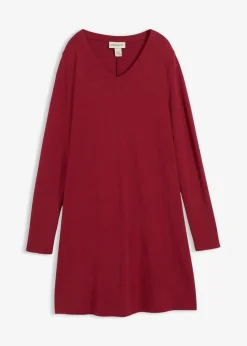 bonprix Bekleidung·Pullover & Strickjacken|Kleider^Kleid aus fließendem Viskose-Mix pflaumenrot