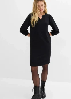 bonprix Bekleidung·Pullover & Strickjacken|Kleider^Kleid aus fließendem Viskose-Mix schwarz