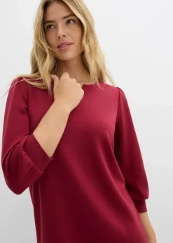 bonprix Kleider|Bekleidung·Pullover & Strickjacken^Kleid aus fließendem Viskose-Mix pflaumenrot