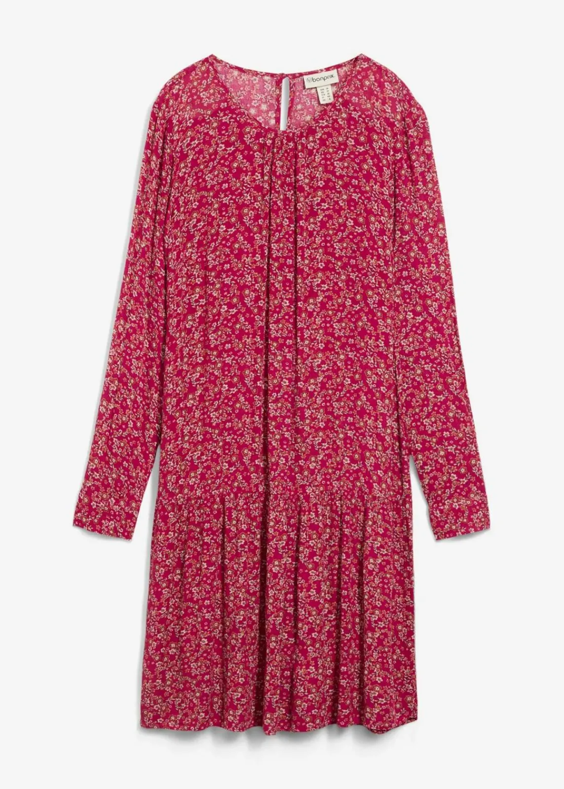 bonprix Kleider|Nachhaltigere Materialien^Kleid aus fließender Viskose beerenrot geblümt