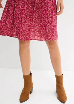 bonprix Kleider|Nachhaltigere Materialien^Kleid aus fließender Viskose beerenrot geblümt