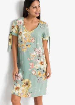 bonprix Bekleidung·Pullover & Strickjacken|Kleider^Kleid aus fließender Viskose pastellgrün geblümt