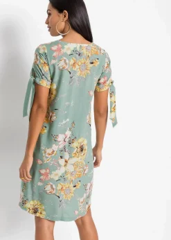 bonprix Bekleidung·Pullover & Strickjacken|Kleider^Kleid aus fließender Viskose pastellgrün geblümt