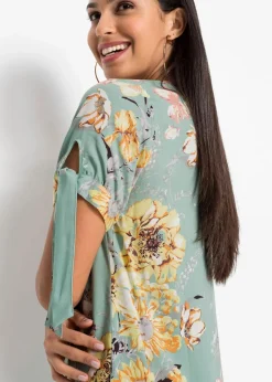 bonprix Bekleidung·Pullover & Strickjacken|Kleider^Kleid aus fließender Viskose pastellgrün geblümt
