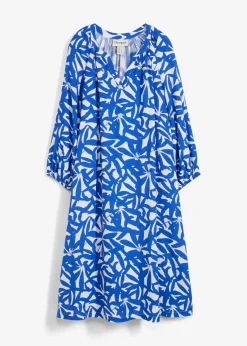 bonprix Kleider|Bekleidung·Pullover & Strickjacken^Kleid aus fließender Viskose arktikblau bedruckt
