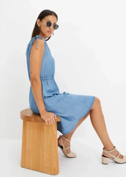 bonprix Bekleidung·Pullover & Strickjacken|Kleider^Kleid aus glattem Lyocell blau denim