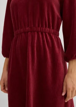 bonprix Kleider|Bekleidung·Pullover & Strickjacken^Kleid aus Jersey-Cord rubinrot