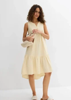 bonprix Kleider|Bekleidung·Pullover & Strickjacken^Kleid aus luftigem Musselin hellsand