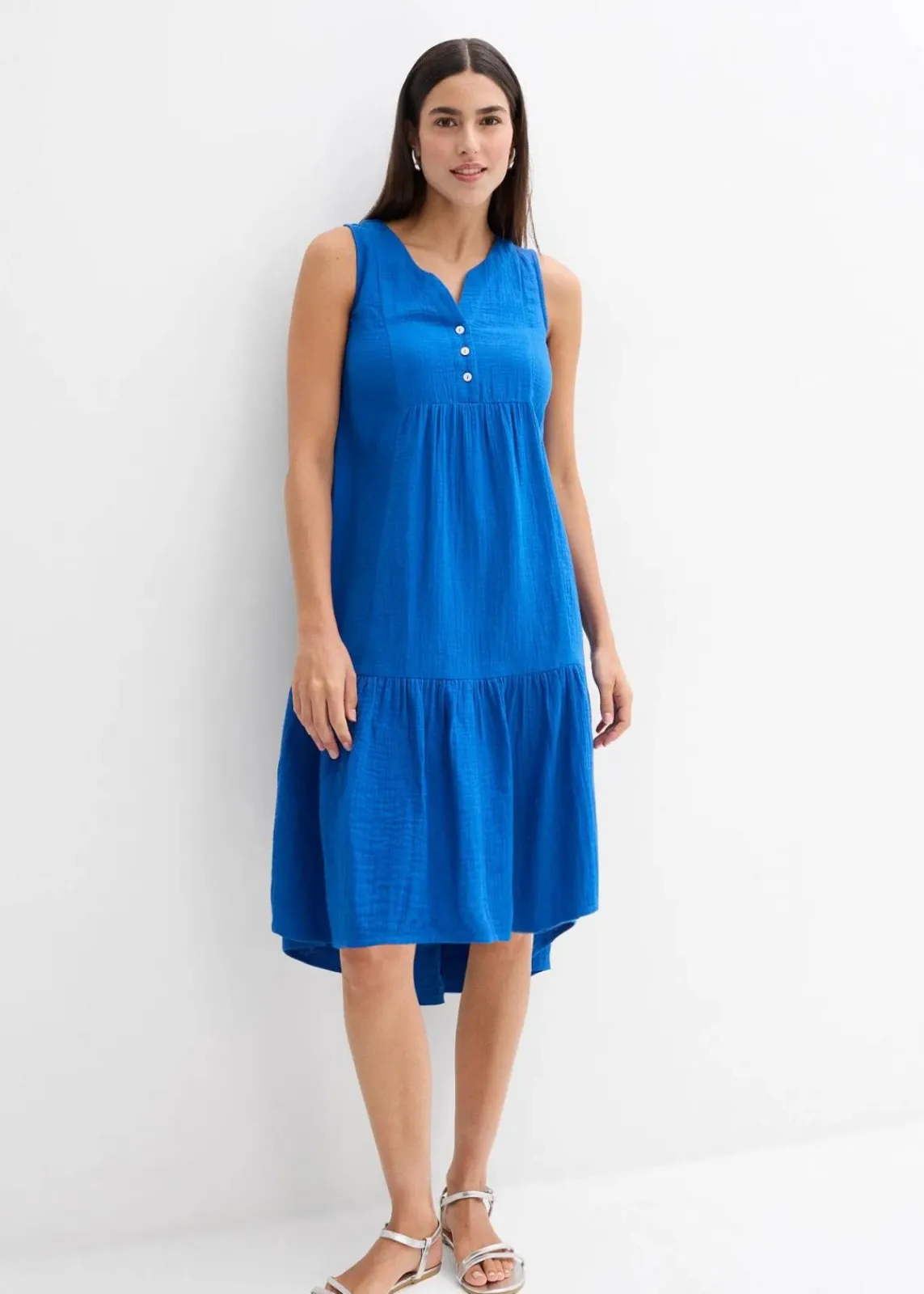 bonprix Bekleidung·Pullover & Strickjacken|Kleider^Kleid aus luftigem Musselin arktikblau