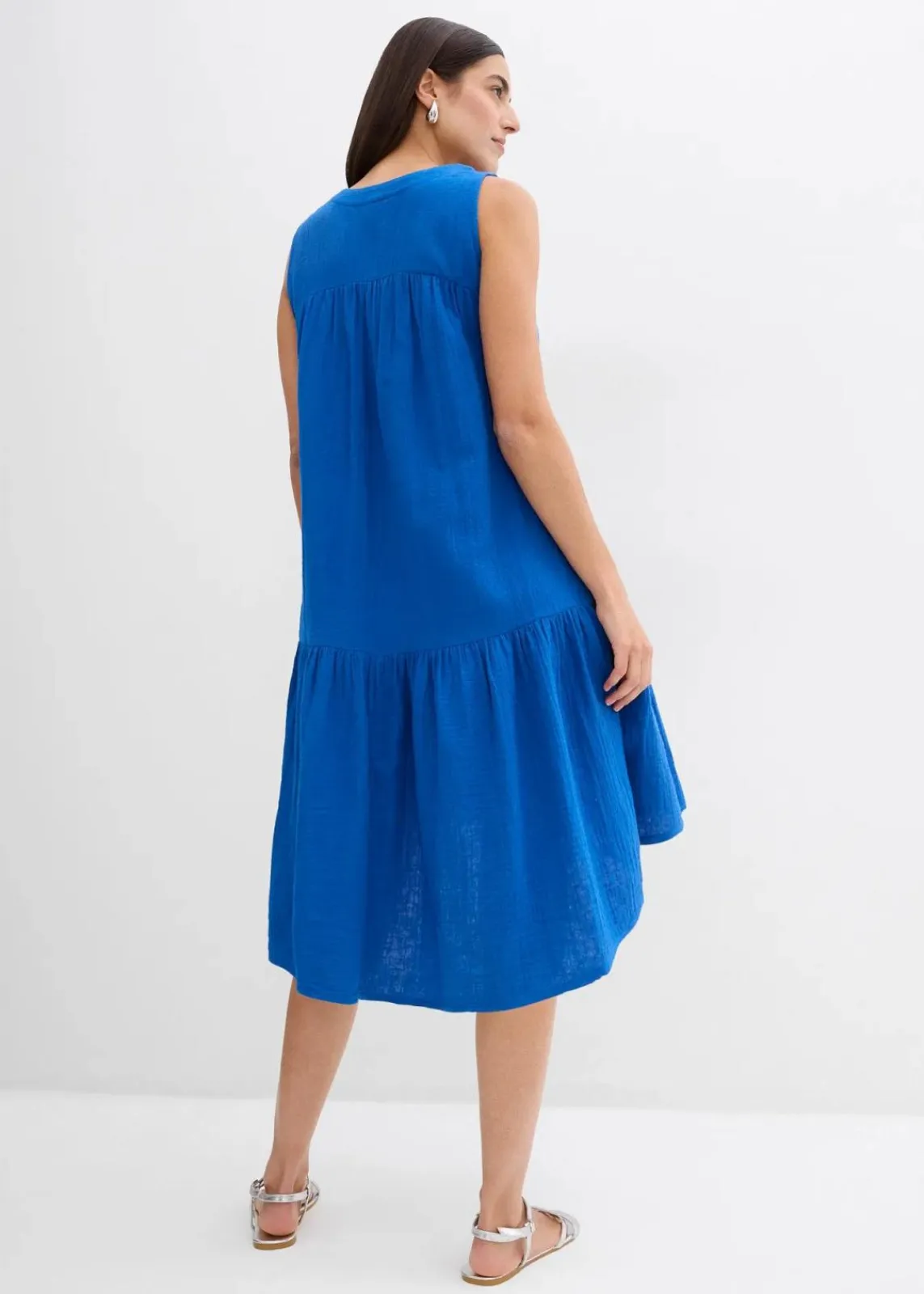 bonprix Bekleidung·Pullover & Strickjacken|Kleider^Kleid aus luftigem Musselin arktikblau