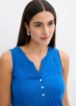 bonprix Bekleidung·Pullover & Strickjacken|Kleider^Kleid aus luftigem Musselin arktikblau