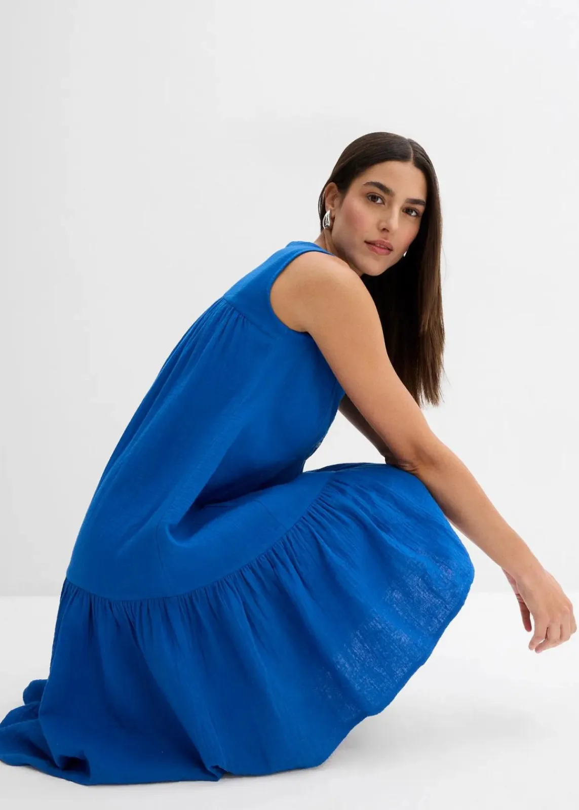 bonprix Bekleidung·Pullover & Strickjacken|Kleider^Kleid aus luftigem Musselin arktikblau