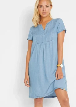 bonprix Kleider^Kleid aus Lyocell hellblau denim