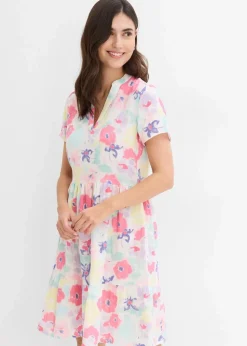 bonprix Bekleidung·Pullover & Strickjacken^Kleid aus Musselin bunt geblümt