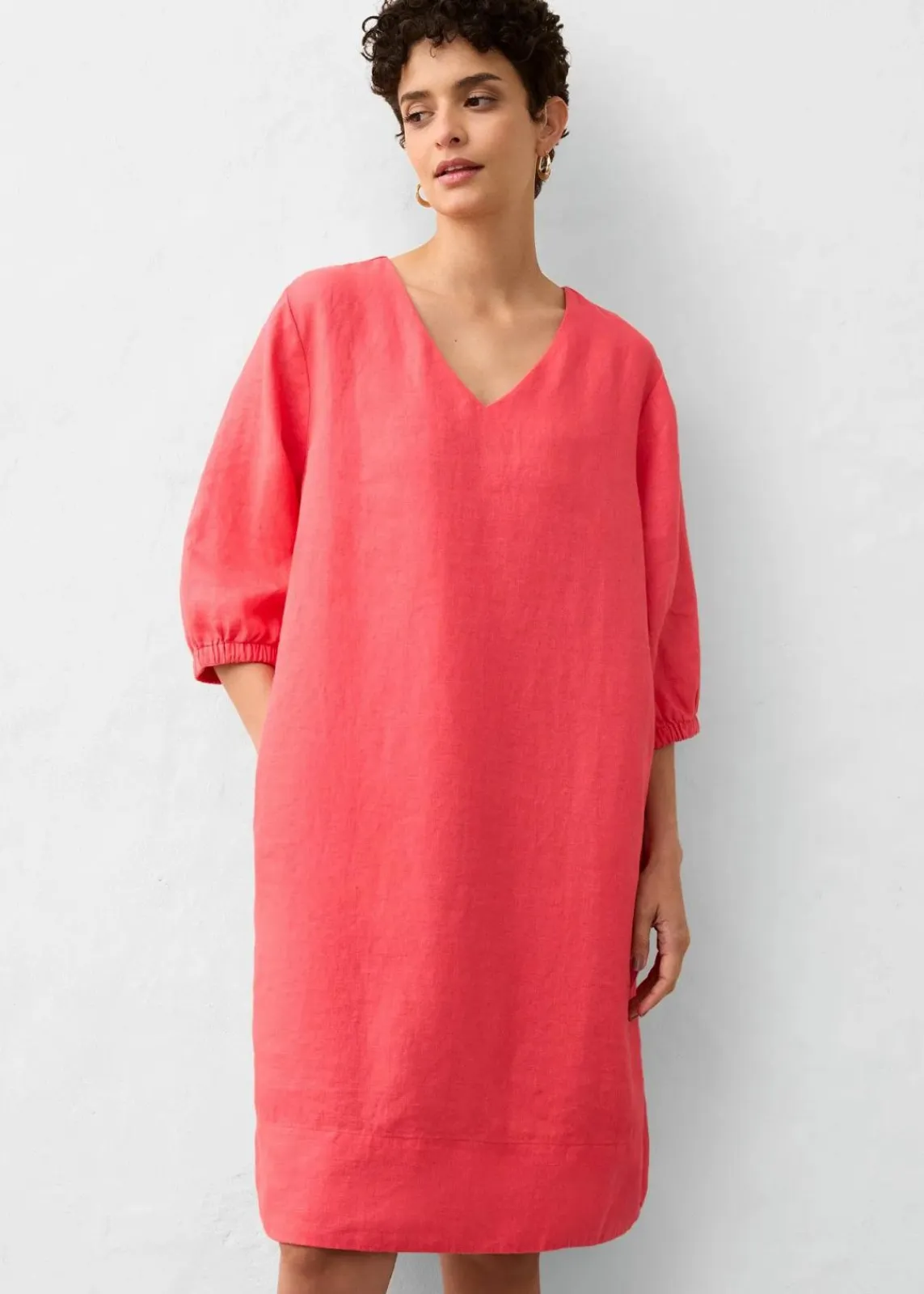 bonprix Nachhaltigere Materialien|Kleider^Kleid aus reinem Leinen, 3/4 Arm paradiespink
