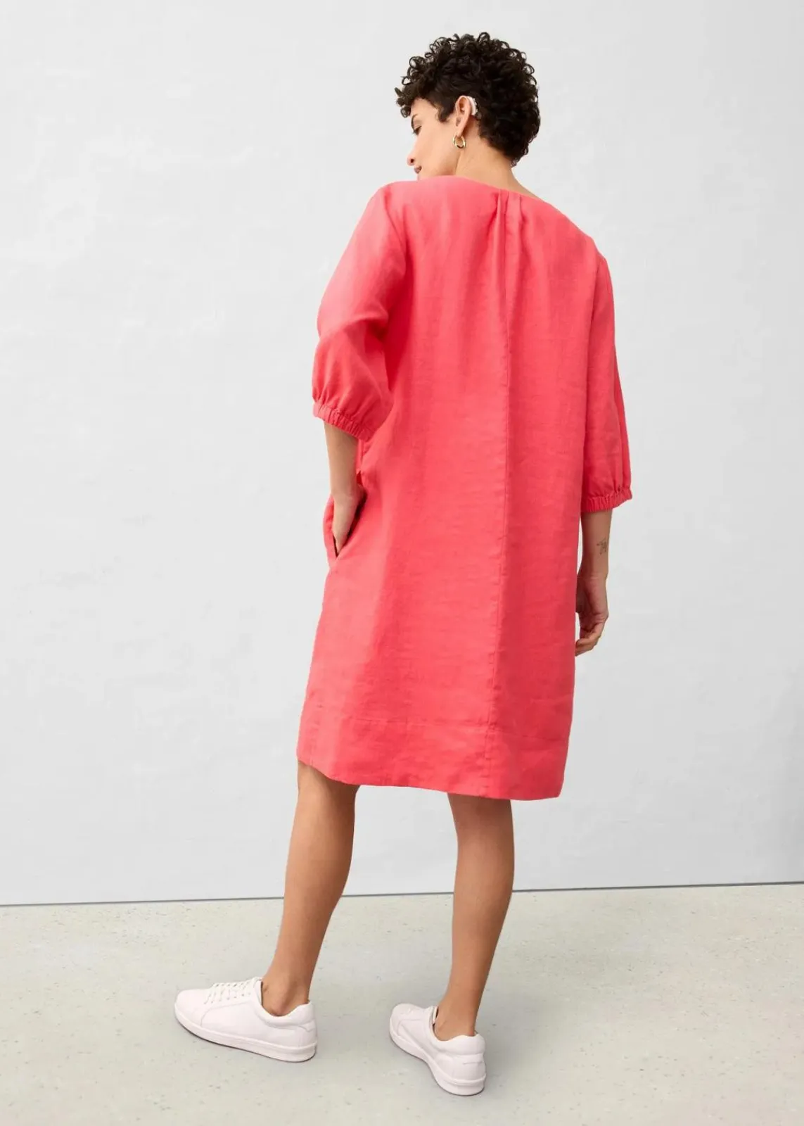 bonprix Nachhaltigere Materialien|Kleider^Kleid aus reinem Leinen, 3/4 Arm paradiespink