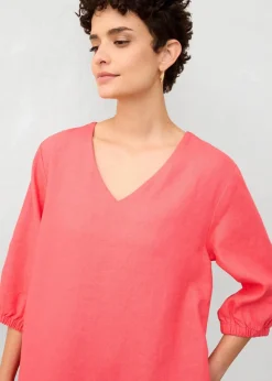 bonprix Nachhaltigere Materialien|Kleider^Kleid aus reinem Leinen, 3/4 Arm paradiespink