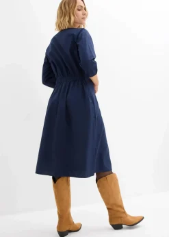 bonprix Bekleidung·Pullover & Strickjacken|Kleider^Kleid aus reiner Baumwolle dunkelblau