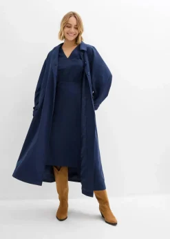 bonprix Bekleidung·Pullover & Strickjacken|Kleider^Kleid aus reiner Baumwolle dunkelblau