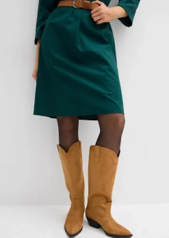 bonprix Bekleidung·Pullover & Strickjacken|Kleider^Kleid aus reiner Baumwolle tiefgrün