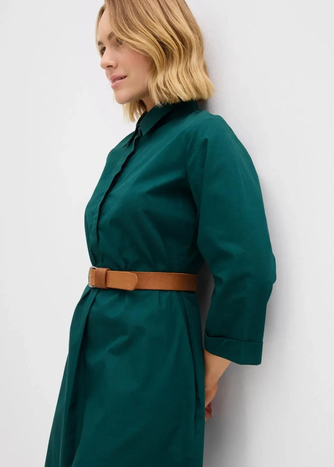 bonprix Bekleidung·Pullover & Strickjacken|Kleider^Kleid aus reiner Baumwolle tiefgrün