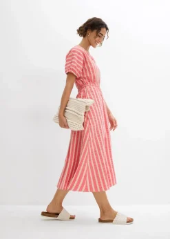 bonprix Bekleidung·Pullover & Strickjacken|Kleider^Kleid aus reiner Baumwolle hellpink/hellsand