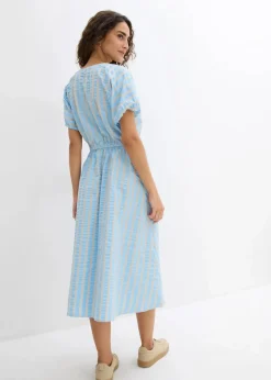 bonprix Kleider|Bekleidung·Pullover & Strickjacken^Kleid aus reiner Baumwolle hellblau/hellsand