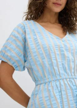 bonprix Kleider|Bekleidung·Pullover & Strickjacken^Kleid aus reiner Baumwolle hellblau/hellsand