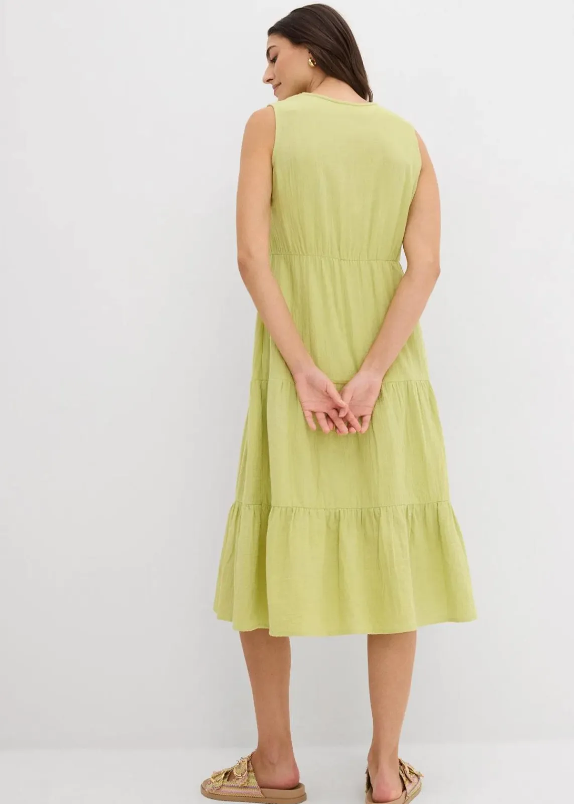 bonprix Bekleidung·Pullover & Strickjacken|Kleider^Kleid aus weichem Musselin mattpistazie