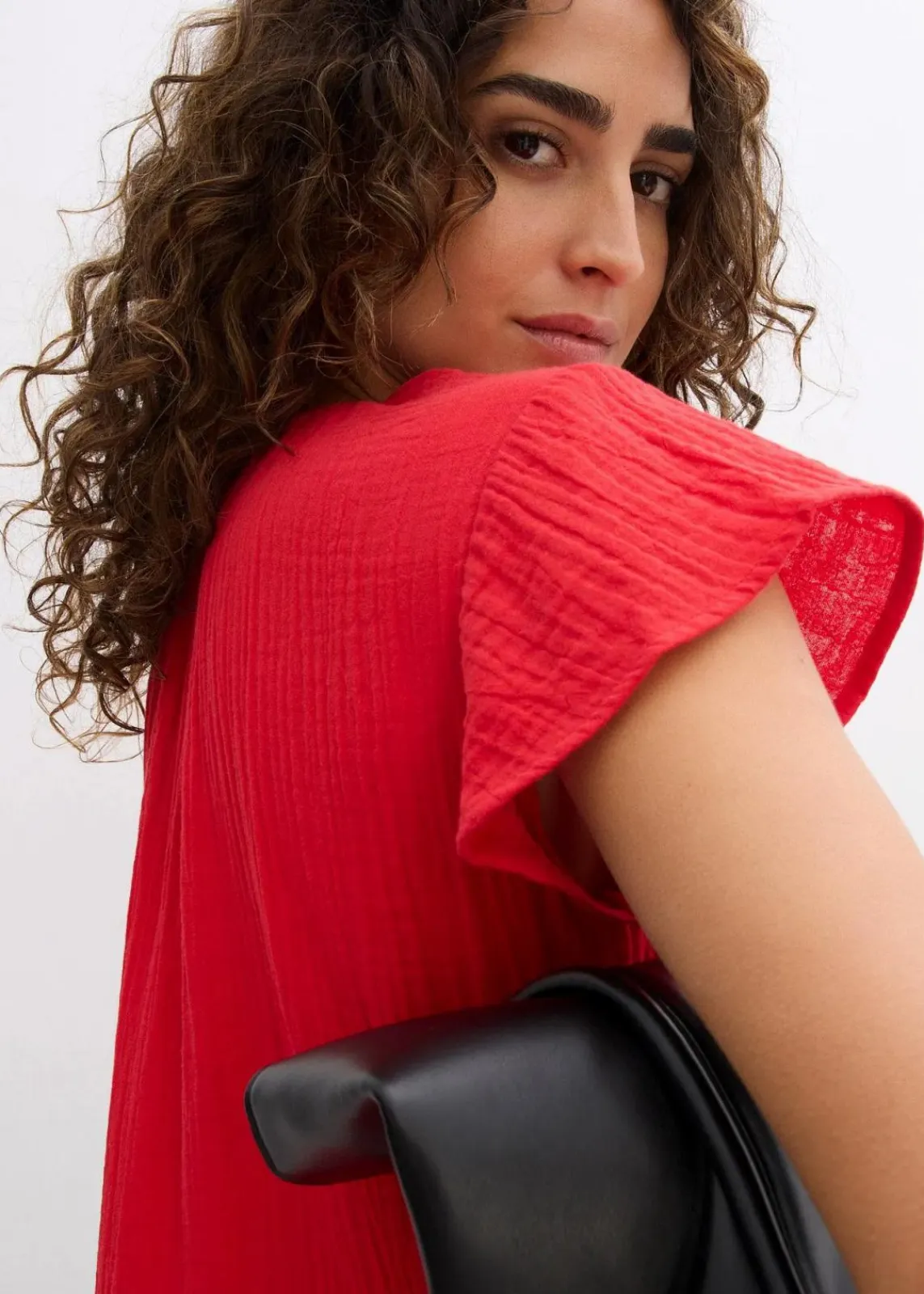 bonprix Bekleidung·Pullover & Strickjacken|Kleider^Kleid aus weichem Musselin erdbeere