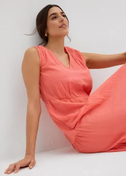 bonprix Kleider|Bekleidung·Pullover & Strickjacken^Kleid aus weichem Musselin helllachs