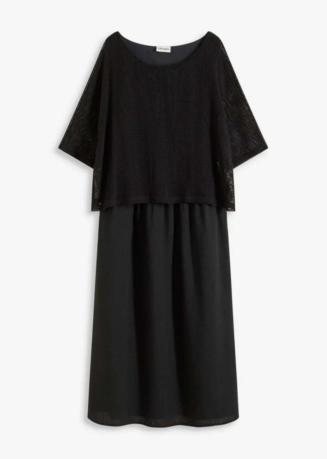 bonprix Kleider|Bekleidung·Pullover & Strickjacken^Kleid in 2 in 1 Optik schwarz