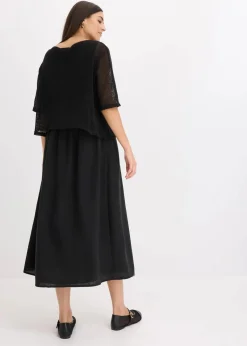bonprix Kleider|Bekleidung·Pullover & Strickjacken^Kleid in 2 in 1 Optik schwarz
