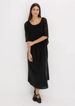 bonprix Kleider|Bekleidung·Pullover & Strickjacken^Kleid in 2 in 1 Optik schwarz