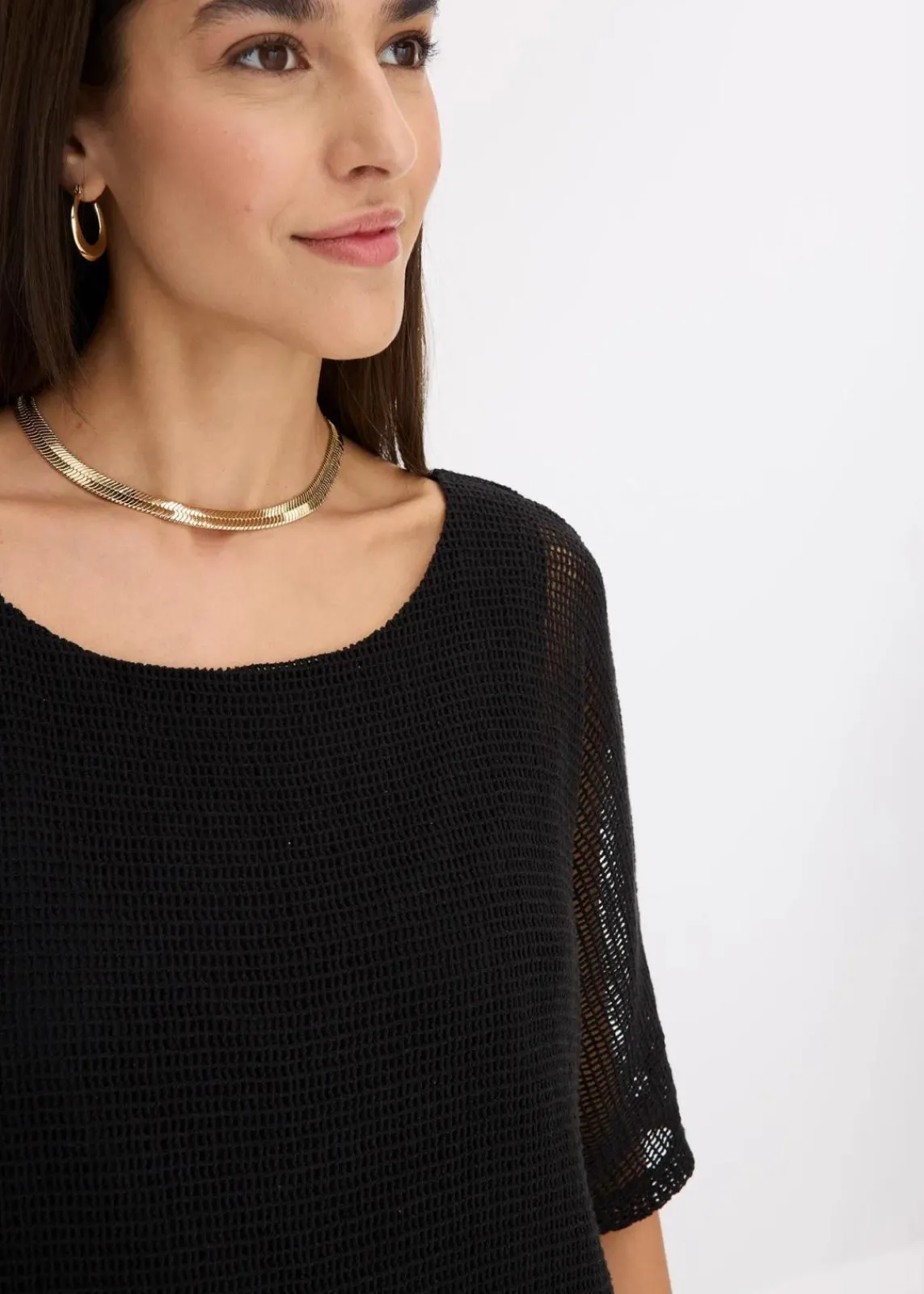 bonprix Kleider|Bekleidung·Pullover & Strickjacken^Kleid in 2 in 1 Optik schwarz