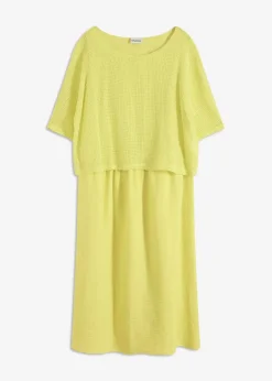 bonprix Bekleidung·Pullover & Strickjacken|Kleider^Kleid in 2 in 1 Optik zitrusgelb